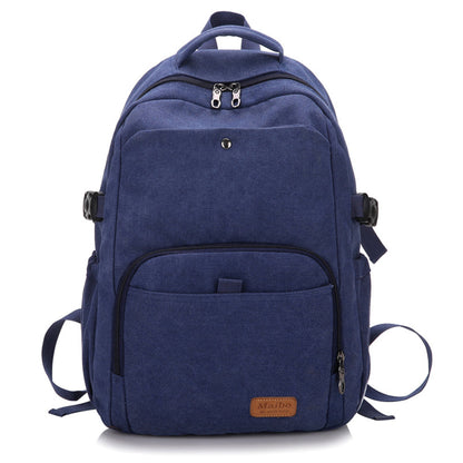 Large Capacity Canvas Backpack Laptop Bag Notebook School Travel Bag for Men Women Blue
