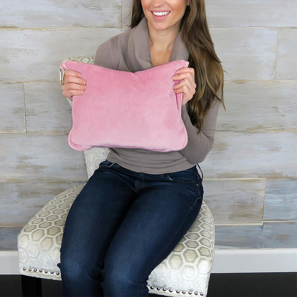 2-in-1 Travel Blanket Airplane Comfort Blanket and Pillow Pink