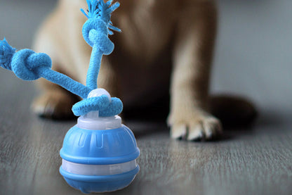 USB Rechargeable Motion Activated Rolling Dog Ball Toy Blue
