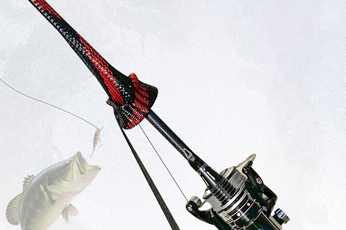 2Pcs Fishing Rod Sock with Strap Fishing Rod Sleeve for Baitcasting-Red