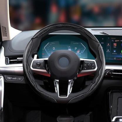 3 Piece Carbon Fiber Steering Wheel Cover Non-Slip Grip Protector