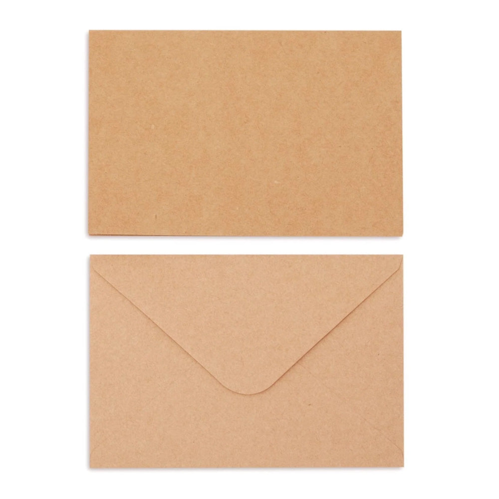 20 Sets Blank Folded Greeting Cards and Self Seal Envelopes - Khaki