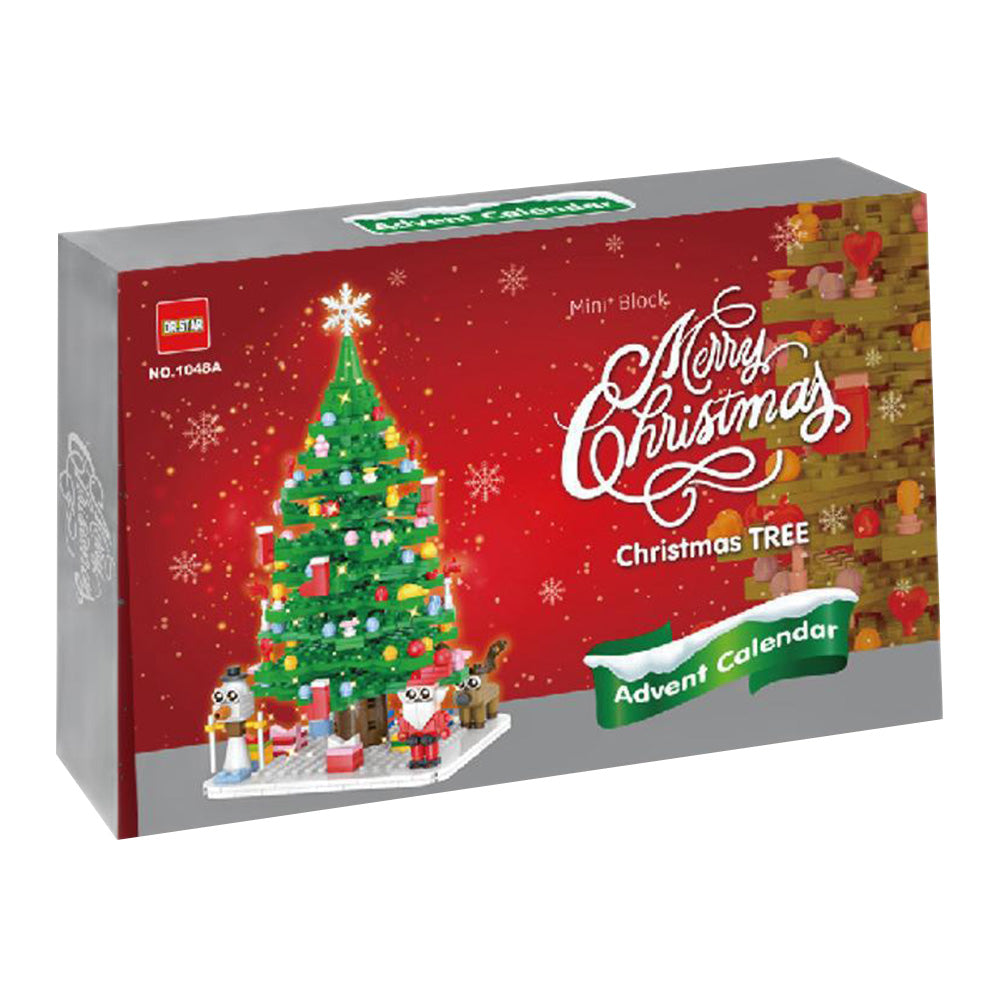 2024 Advent Calendar Christmas Tree Building Set with LED Light String Xmas Countdown Calendar