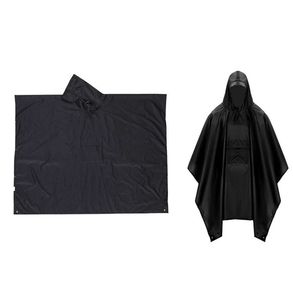 3 in 1 Portable Rain Poncho Waterproof Lightweight Emergency Raincoat with Pocket-Black