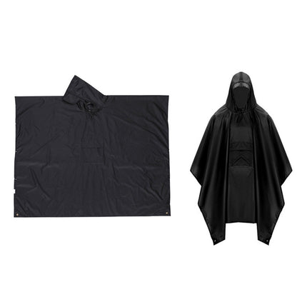 3 in 1 Portable Rain Poncho Waterproof Lightweight Emergency Raincoat with Pocket-Black