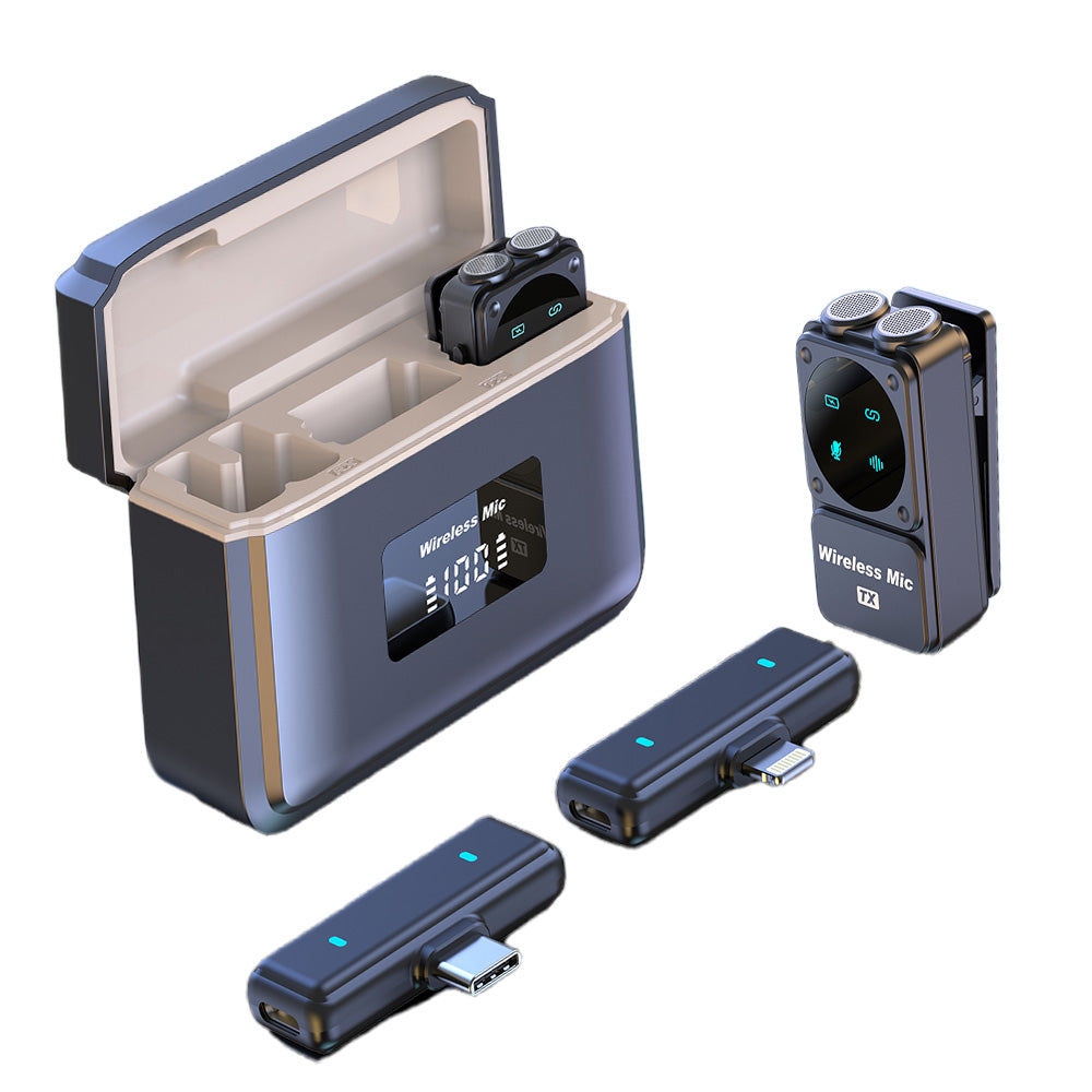 2Pcs Wireless Microphone with 2 Receivers for Lightning and USB C Device Plug ands Play Microphone