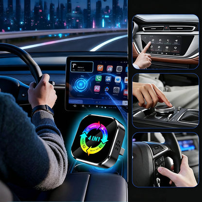 4 in 1 Wireless CarPlay Android Auto AirPlay MirrorLink Adapter - Mixed Color