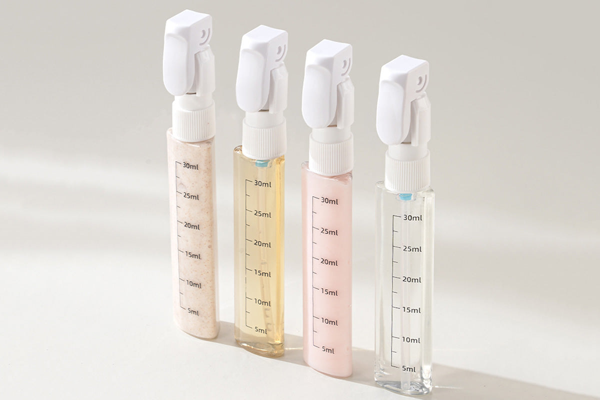 4 in 1 Travel Dispenser with 30ml Travel Bottles - White