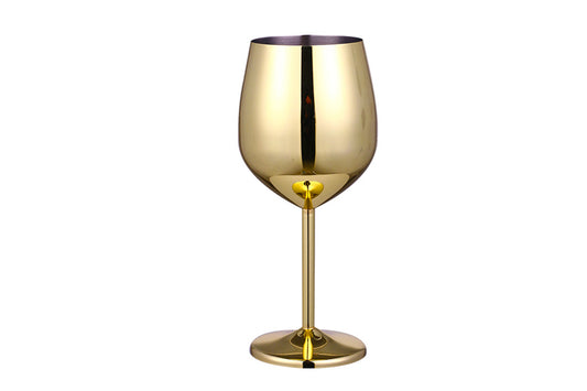 Stainless Steel Stemmed Wine Glasses Shatter Proof Unbreakable Wine Goblets-Gold