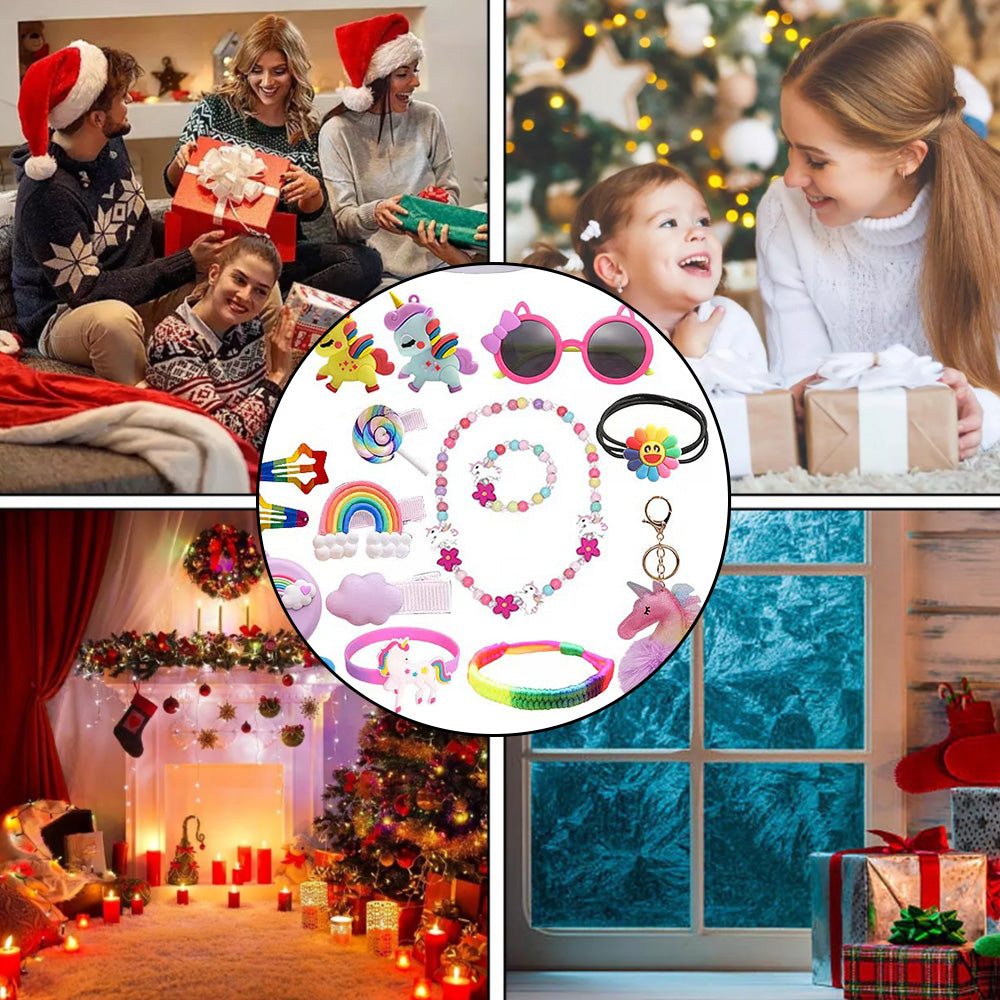 32Pcs Set Jewellery Countdown Calendar Unicorn Christmas Advent Calendar for Girls Style 2