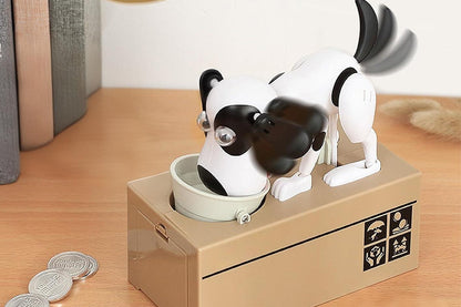 Robotic Eating Dog Coin Bank Electric Coin Bank for boy and girls-Black