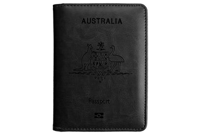 RFID Blocking Passport Wallet Water Resistant Travel Document Organizer -Black