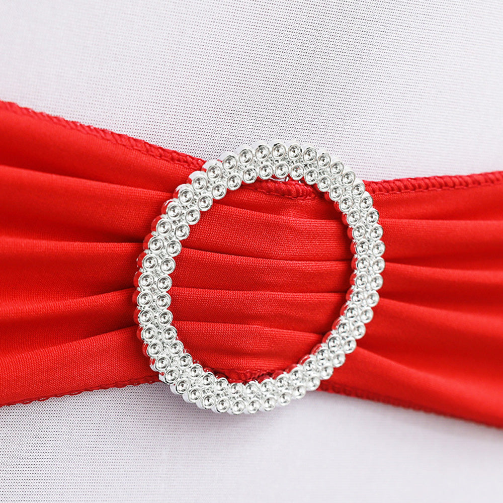 Elastic Chair Sashes Bows with Buckle Spandex Chair Bands - Red