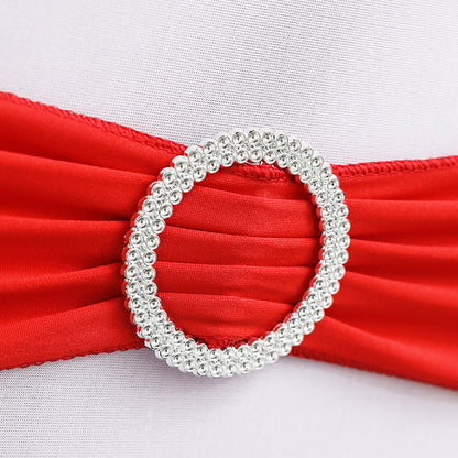 Elastic Chair Sashes Bows with Buckle Spandex Chair Bands - Red