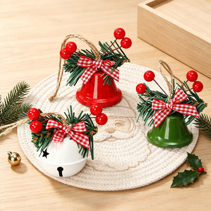 8 Pack Christmas Red Berry Bell Hanging Ornaments