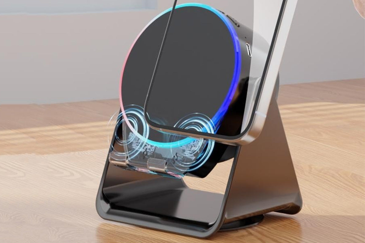 4 in 1 Wireless Speaker Bluetooth Speaker with 360 Adjustable Phone Holder-Black