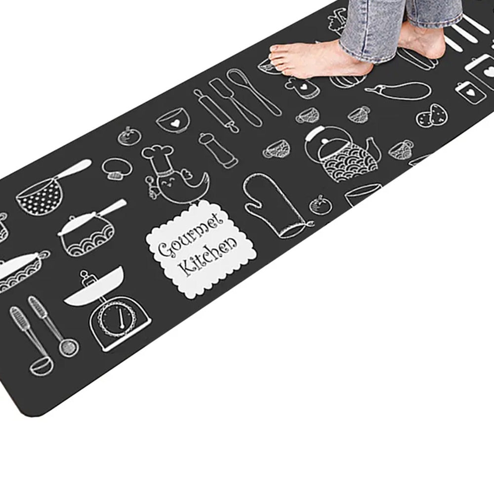 2-Piece Leather Kitchen Floor Mat Set
