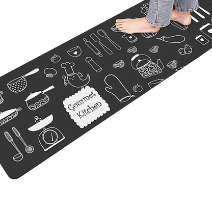 2-Piece Leather Kitchen Floor Mat Set