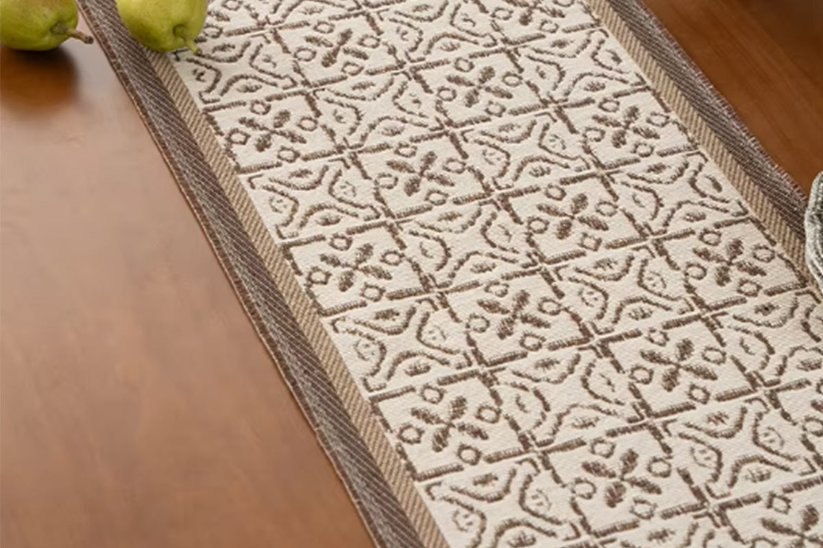 Heavy Rustic Table Runner Imitation Linen Braided Macrame Table Runner -Brown
