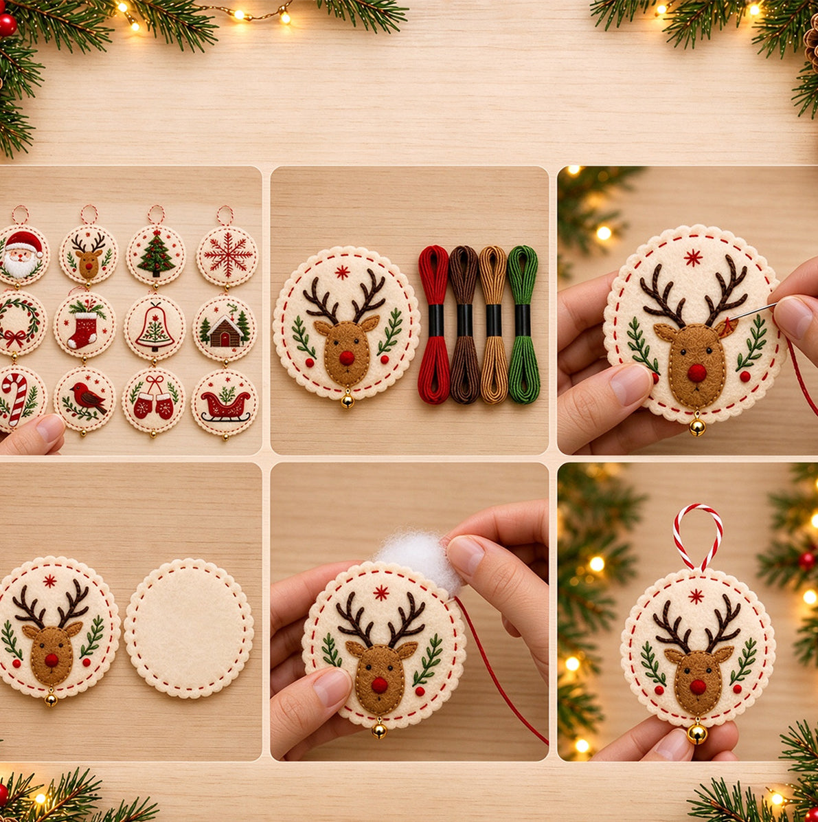 Christmas DIY Embroidery Felt Hanging Ornament Craft Kit For Adult - Santa Claus