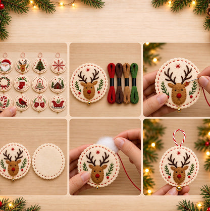 Christmas DIY Embroidery Felt Hanging Ornament Craft Kit For Adult - Santa Claus