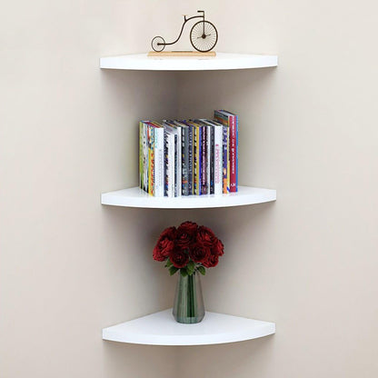Floating Corner Shelf Set for Wall Storage-White