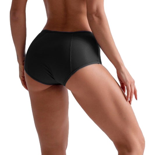 Women Menstrual Period Underpants Nylon Panties Leakproof Briefs-Black