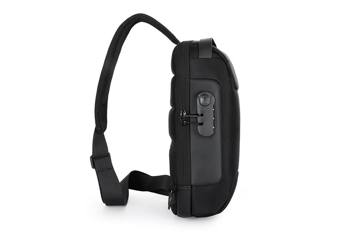 Travel Waterproof Anti-Theft Sling Chest Bag Backpack With USB Charge Port-Black