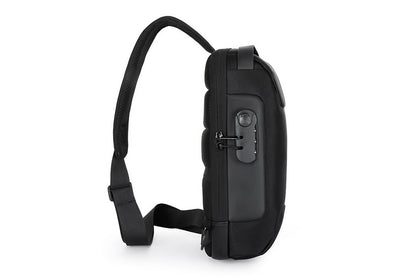 Travel Waterproof Anti-Theft Sling Chest Bag Backpack With USB Charge Port-Black