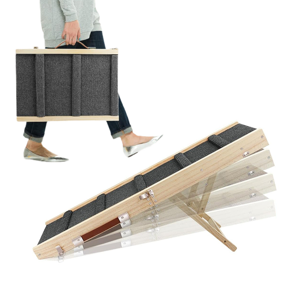 Foldable Adjustable Dog Ramp ¨C For Couch and Bed with Non-Slip Carpet Surface