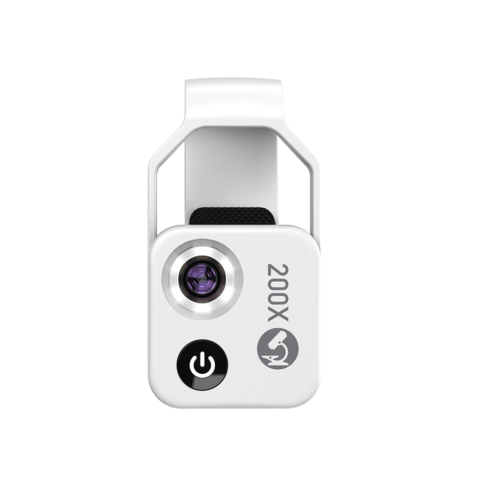 200X Phone Microscope with CPL Lens and LED Light Pocket Microscope for iPhone/Andriod Phone White