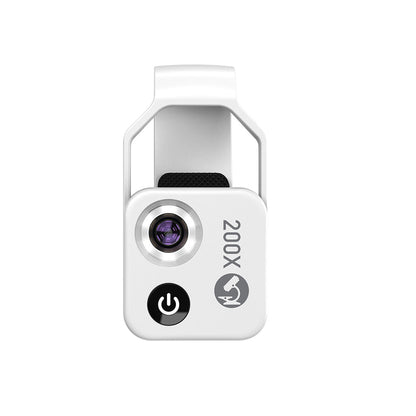 200X Phone Microscope with CPL Lens and LED Light Pocket Microscope for iPhone/Andriod Phone White