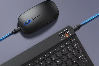 Ultra Slim Portable Wireless Bluetooth Keyboard Mouse Combo for Tablet Laptop -Black