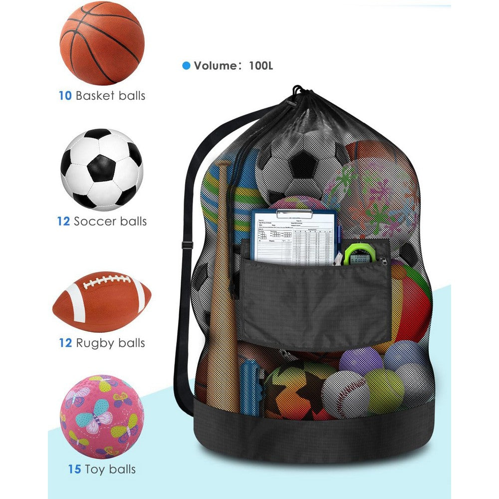 Soccer Ball Bag Drawstring Mesh Ball Bag for Gym Beach Cloth