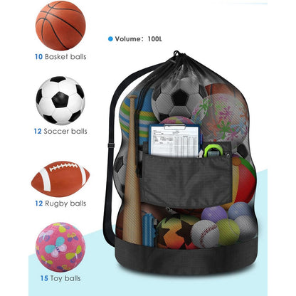 Soccer Ball Bag Drawstring Mesh Ball Bag for Gym Beach Cloth