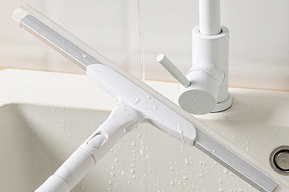 2 Piece Telescopic Long Handle Floor Squeegee Scrubber - White