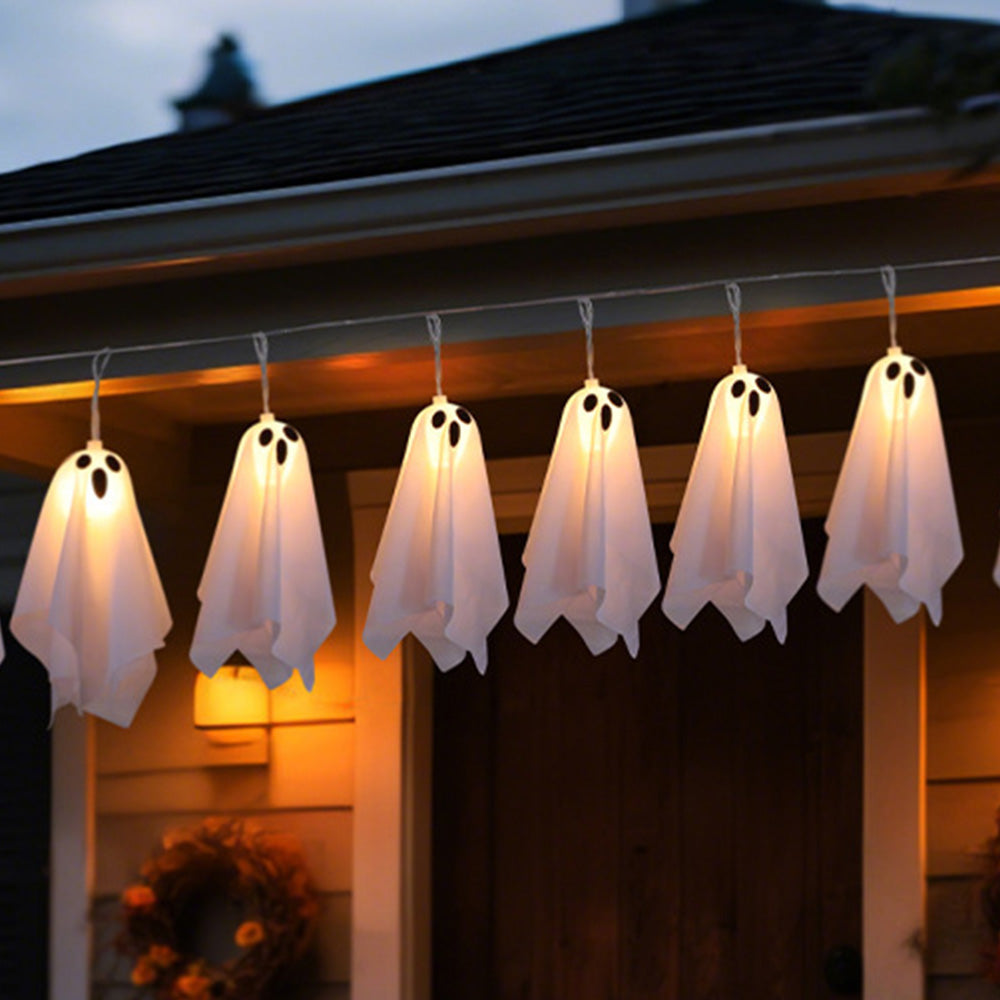 10 Ghost Halloween Hanging Light String with 8 Modes
