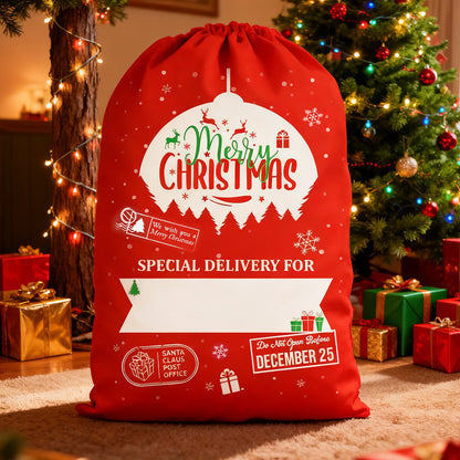 Christmas Gift Canvas Bags Santa Sacks with Drawstring Closure Style 1