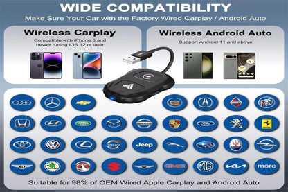 2 in1 Wireless Carplay Adapter USB Type-C Bluetooth Dongle for iPhone Android Auto -Black