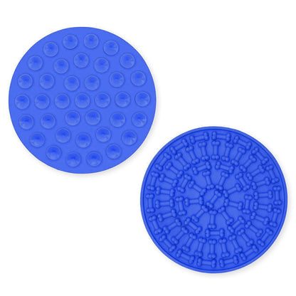 Dog Lick Pad Bath Washing Buddy Suction Grooming Pad Helper Slow Feeder Mat-Blue