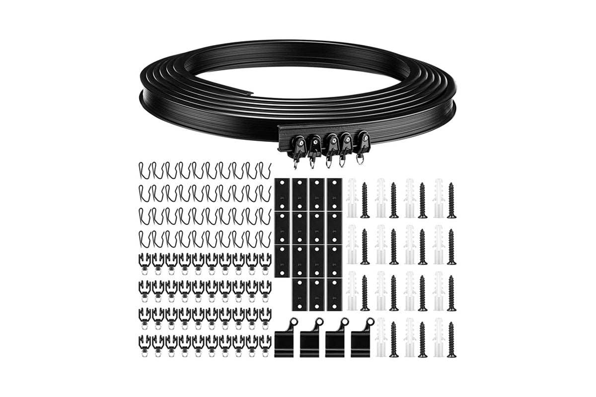 Flexible Ceiling Curved 5M Bendable Curtain Track - Black