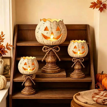 3 Pack Halloween Pumpkin Candle Holder Pumpkin Tealight Candle Holders