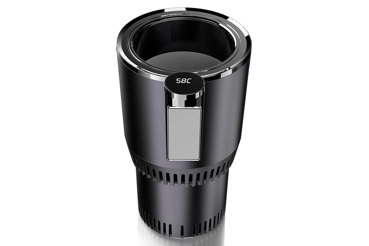 2 in 1 Car Cup Warmer Cooler Smart Car Mug Holder Auto Car Cooling and Heating Cup with LED Temperature Display Car Refrigerator-Black