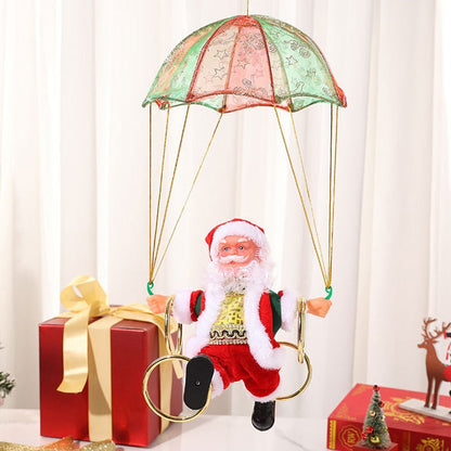 Electric Parachute Swing Santa Four-circle Santa Claus with Music Christmas Hanging Ornaments Xmas Gift