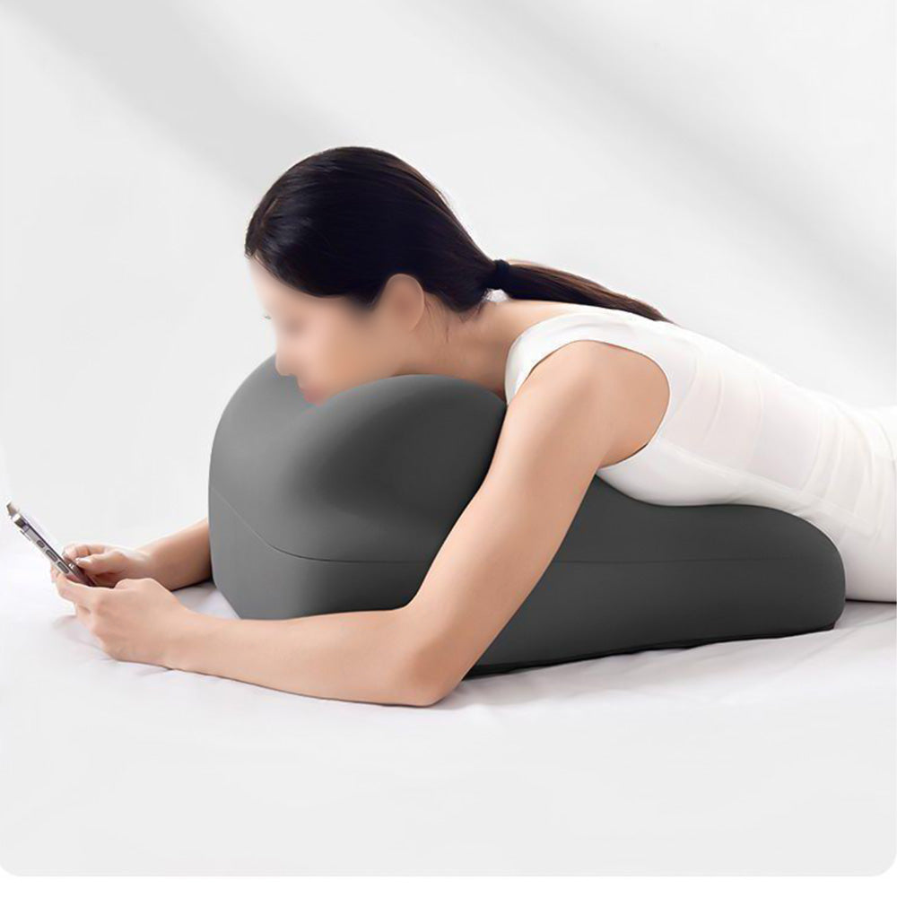 Ergonomic Memory Foam Reclining Pillow Prone Reading Cushion for Bed and Sofa-Grey