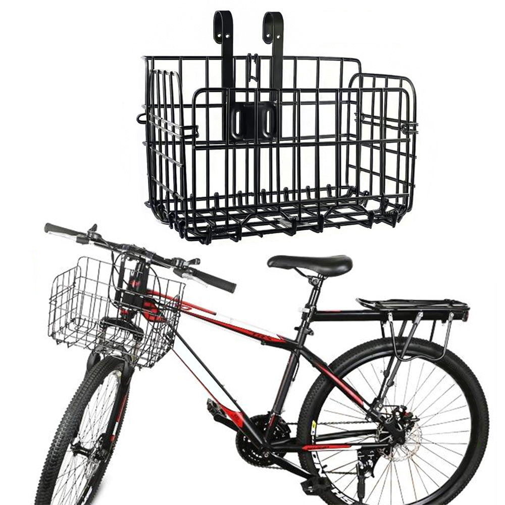 Foldable Bicycle Basket Front & Rear Hanging Storage Rack for Mountain Bike Black