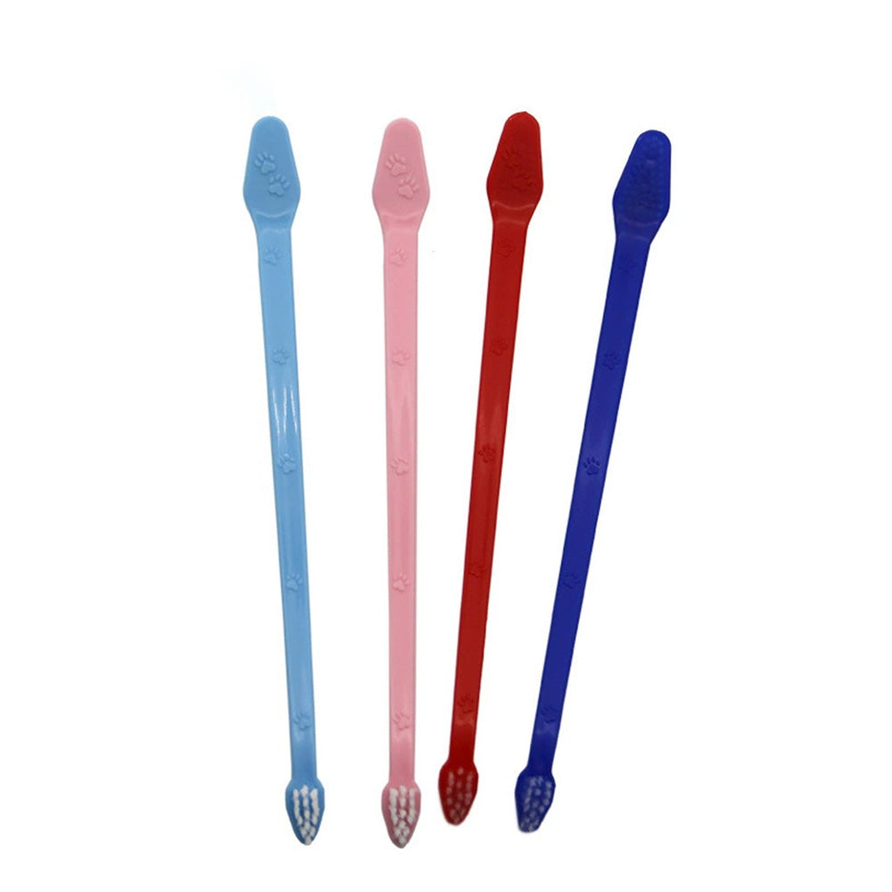 10 Pcs Pet Toothbrush Dual-End Long Handle for Dogs Cats