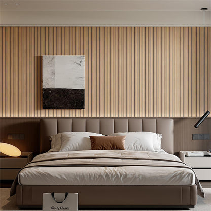 2 Pieces PVC Slat Wall Panel with Faux Engineered Wood Grain - Gold