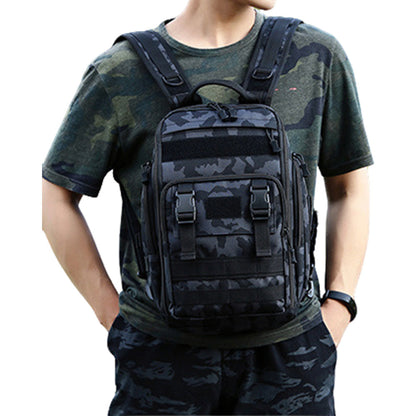 Fishing Tackle Backpack with Rod Holder Outdoor Shoulder Bag for Fishing Gear Storage Deep Blue