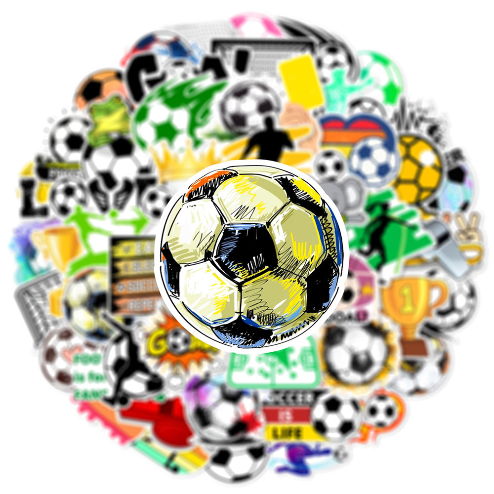 50Pcs Football Theme Sticker Set Water-repellent for Water Bottle Laptop Decoration